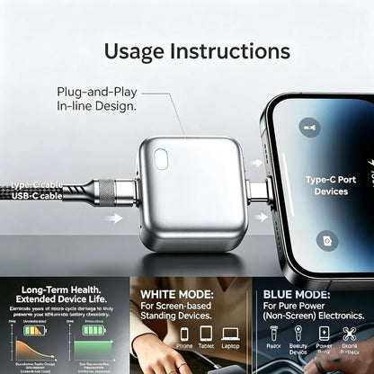 TrendXMart Automatic Charging Disconnector | Smart Auto Power Cut-Off Battery Protector | Type-C to Type-C Fast Charging