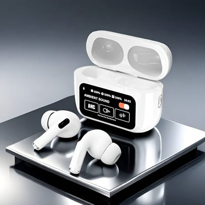 A9 Pro ANC Bluetooth 5.4 Wireless Earbuds with Smart Screen and Active Noise Cancellation